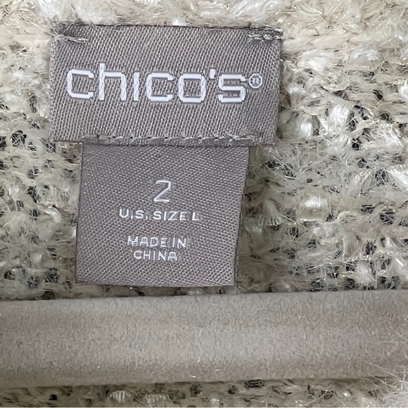 Chico's Cowl Pullover Sweater Cream with Gold Metallic Threading Size Large - Picture 7 of 8